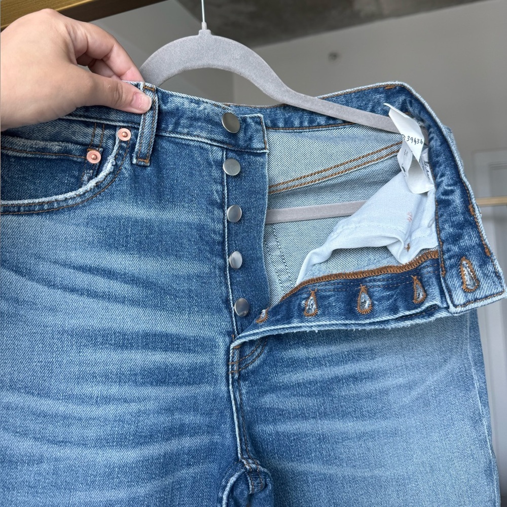 NWOT RE/DONE Stove Pipe Jeans Straight Leg Jeans 90’s High Mid Rise Denim Sz 26 - Picture 4 of 8
